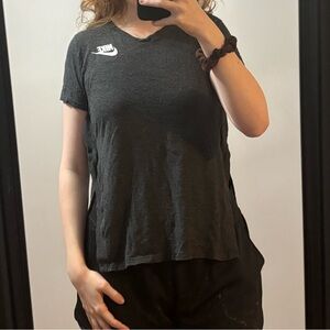 Nike Heather Gray Tee with White Logo and Slits on both sides